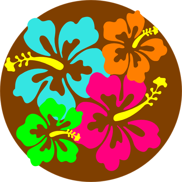 Hawaiian Flower Clipart Border - Luau Word Clip Art (600x600)