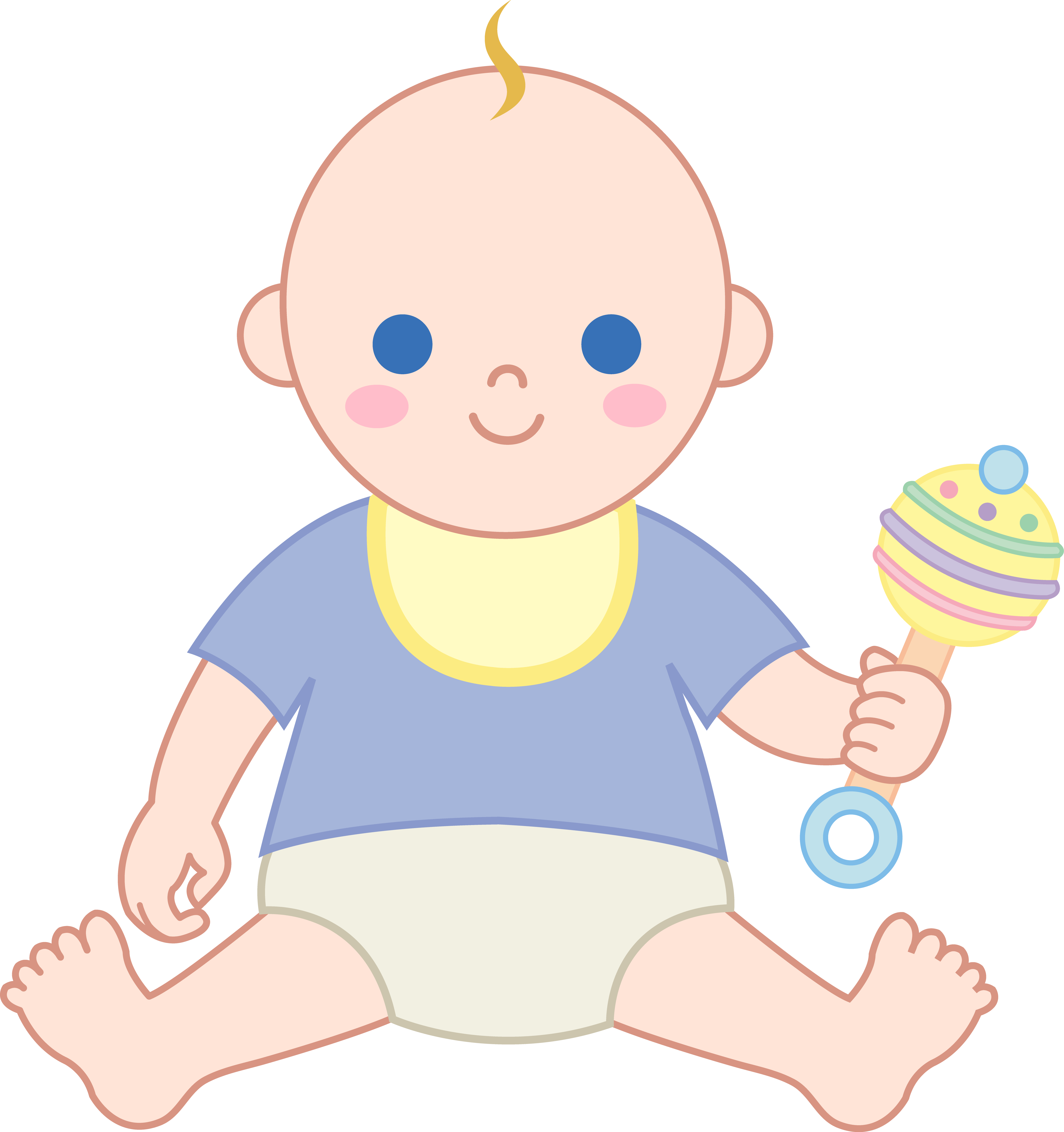 Baby And Rattle Cartoon (5175x5502)