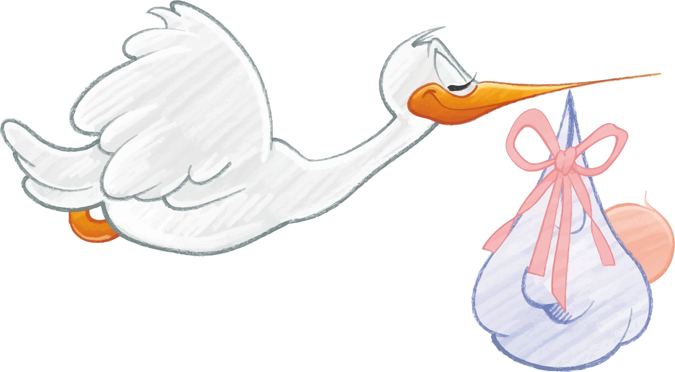 Carrying Baby Girl - Stork In Hat Carrying Baby (2313x1275)