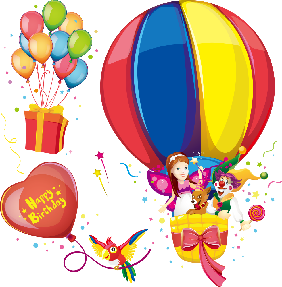 Vector Cartoon Hot Air Balloon - 熱 氣球 卡通 圖案 (981x1000)