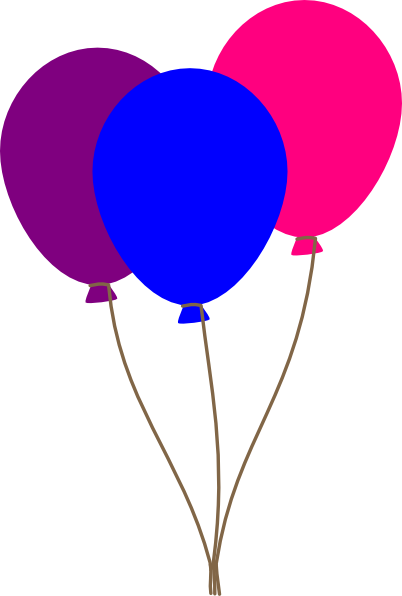 Pink Blue And Purple Balloons (402x596)