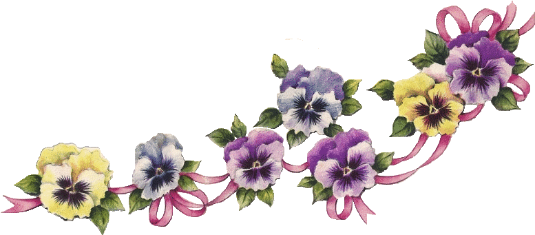 Purple Flower Clipart Flower Garland - Vintage Pansy Border (791x359)