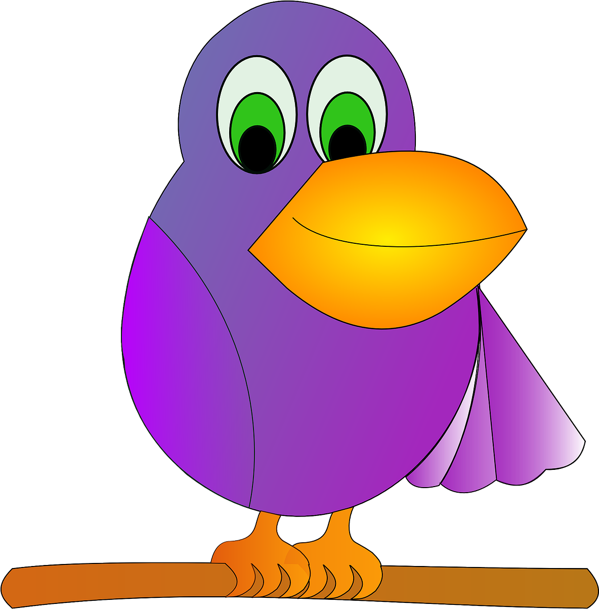 Purple Bird Clipart - การ์ตูน สัตว์ สี ม่วง (1183x1280)