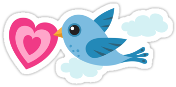 Cute Blue Bird Carrying Pink Love Heart - Cute Bird With Love Heart Big Sister Tote Bag (375x360)