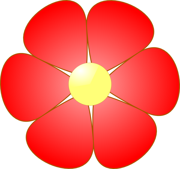 Red Flower Clip - Cute Flower Clipart Png (600x564)