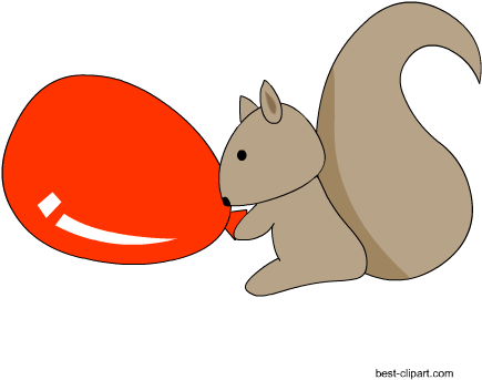 Squirrel Holding A Balloon Clip Art - Clip Art (450x450)