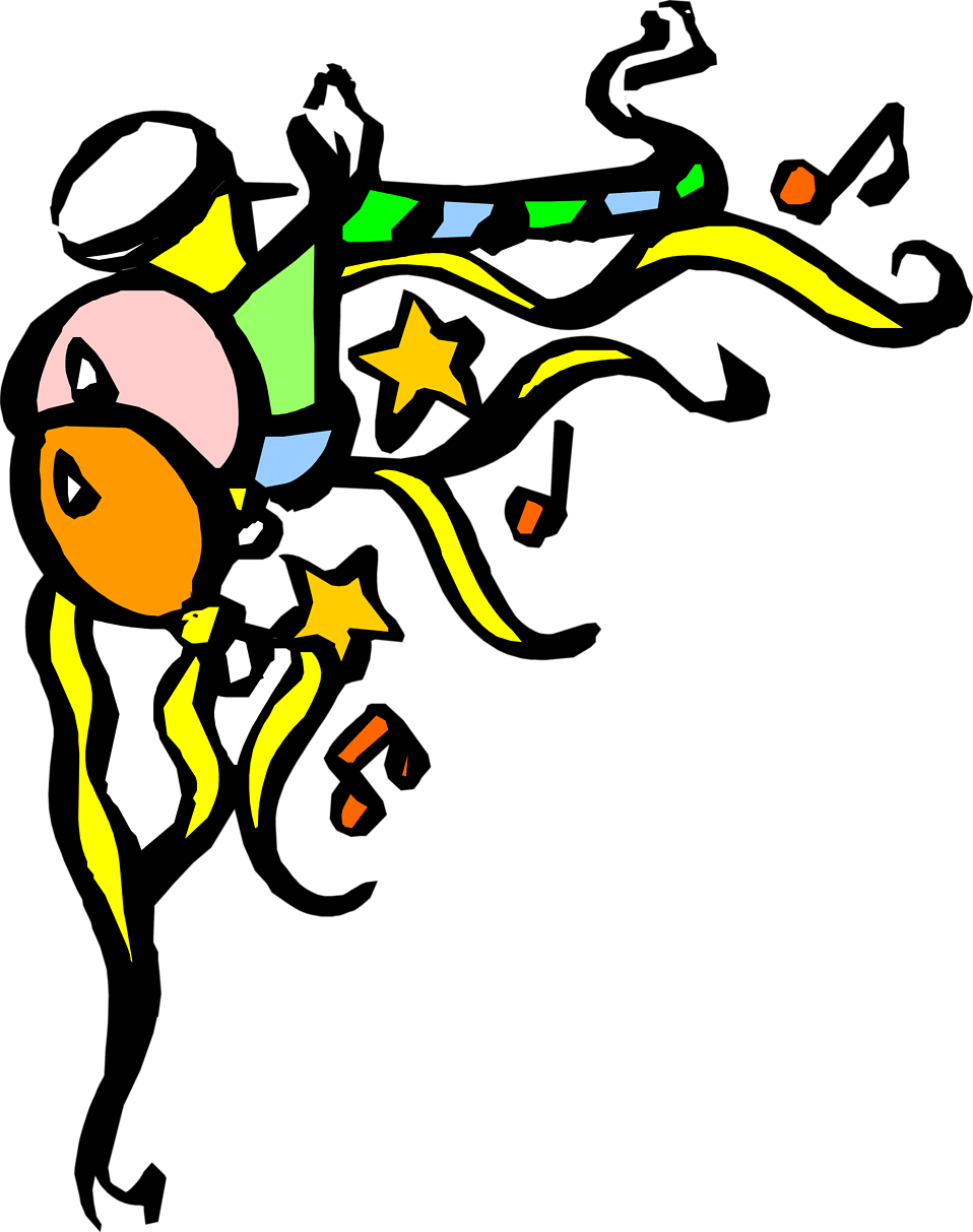 Balloons And Confetti Clip Art - Confetti Corner Border (958x1213)