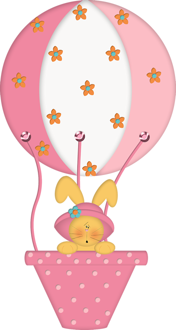 Pink Balloons, Hot Air Balloons, Clipart Images, Baby - Illustration (353x660)