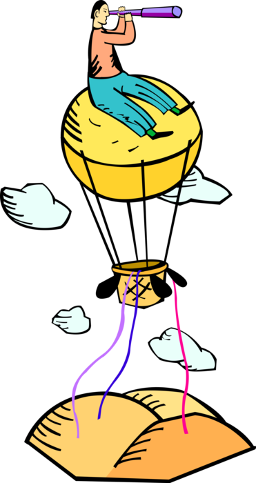 Vector Illustration Of Hot Air Balloon With Gondola - Vector Illustration Of Hot Air Balloon With Gondola (371x700)
