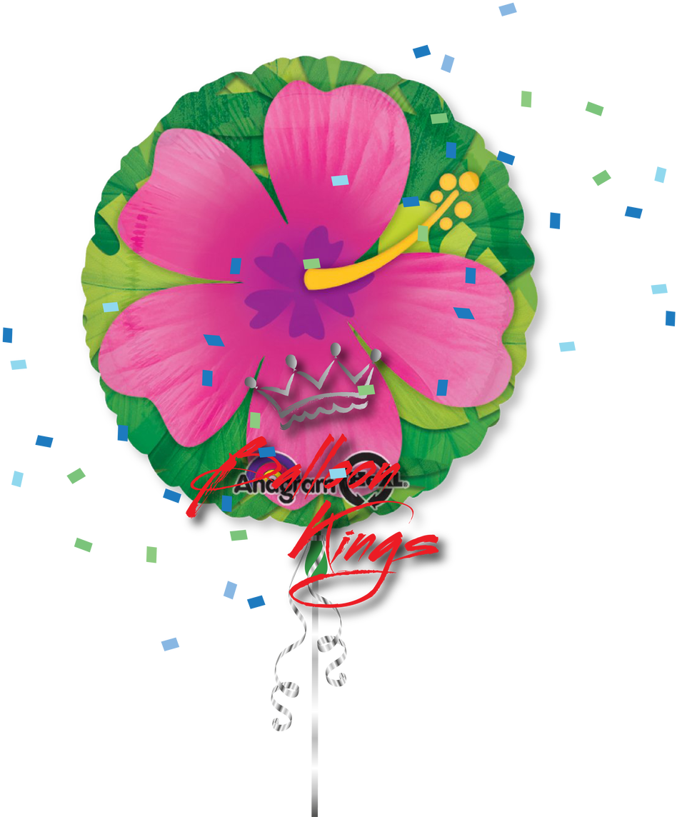 Pink Tropical Hibiscus - Anagram International Bouquet Tropical Hibiscus Balloon, (1280x1280)