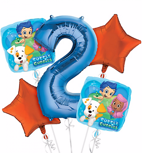 Bubble Guppies 2nd Birthday Balloon Bouquet 5pc (800x800)