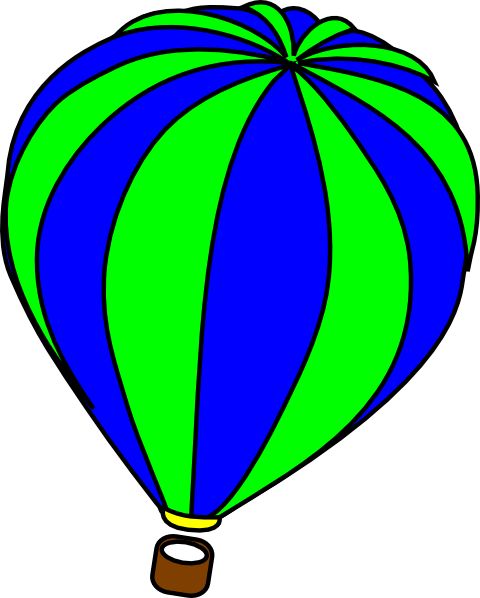 Free Hot Air Balloon Clip Art - Blue And Green Hot Air Balloon (480x598)