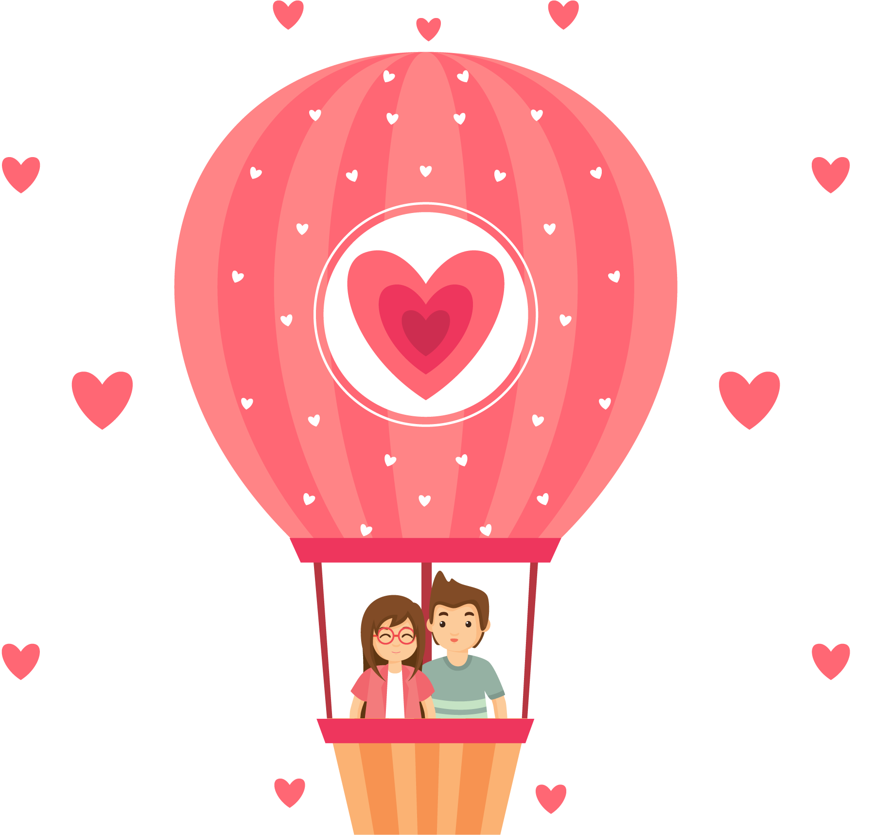 Hot Air Balloon - Love Couple Vector Png (1800x1800)