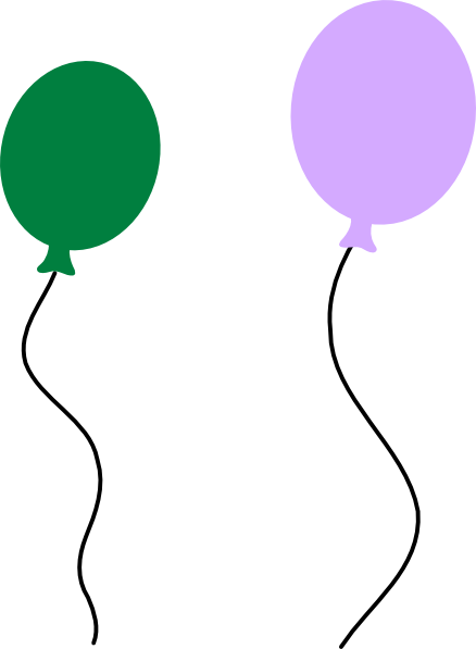 Green Purple Balloon Pair Clip Art - Purple Balloon Clip Art (438x597)