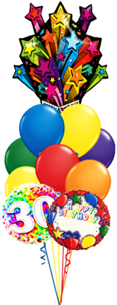 Personalized Name & Age Starburst Birthday Bouquet - 35" Shooting Stars Birthday Presents Helium Shape (301x600)