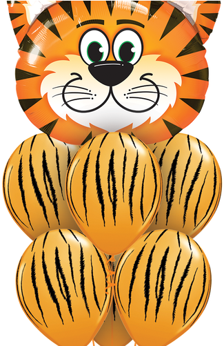 Awesome Balloon Bouquet - Qualatex 30 Inch Shaped Foil Balloon - Tickled Tiger (500x500)