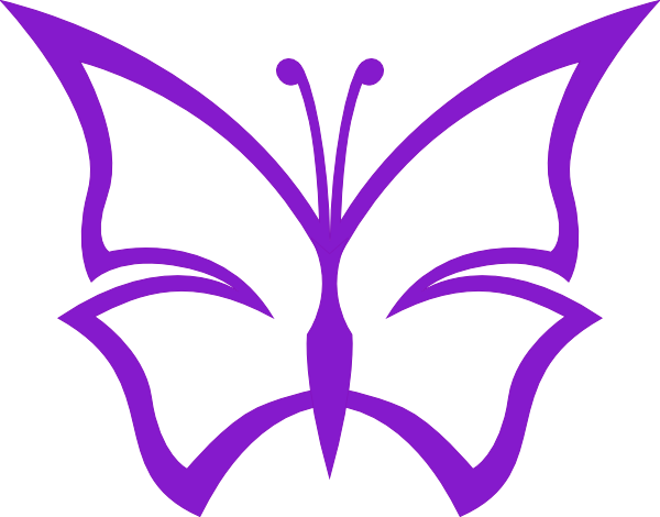 Purple Butterfly Clip Art - Outline Pics Of Butterfly (600x470)