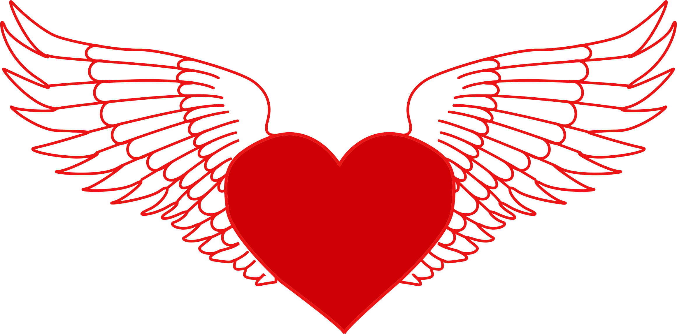Flying Heart Cliparts - Heart With Wings Svg (2322x1146)