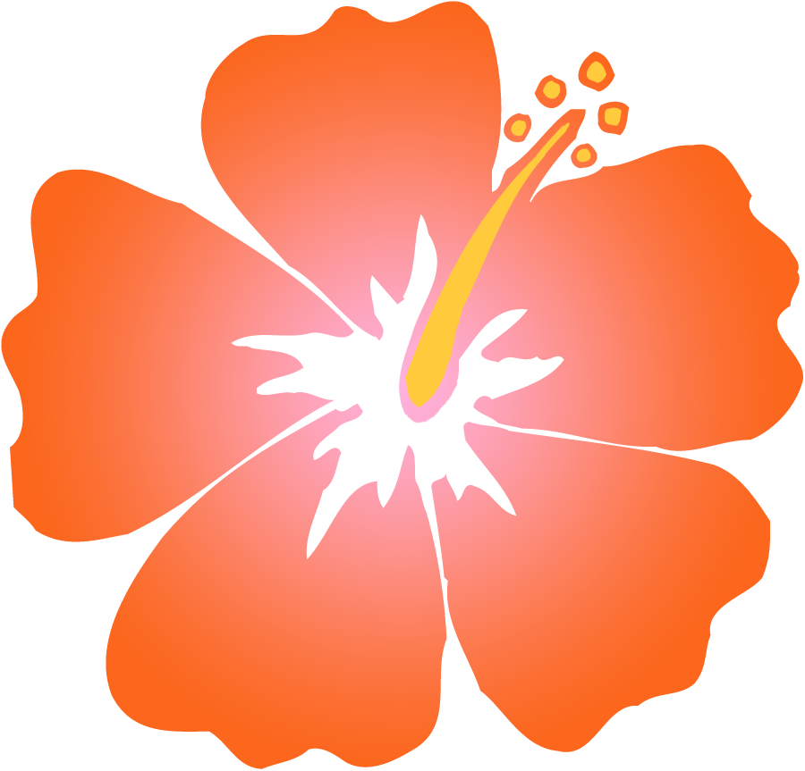 Orange Hibiscus Flower Clip Art - Orange Hawaiian Flower Clipart (900x863)
