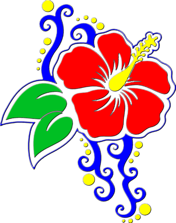 Hawaiian Flowers Clipart 4, - Hibiscus Clip Art (566x720)