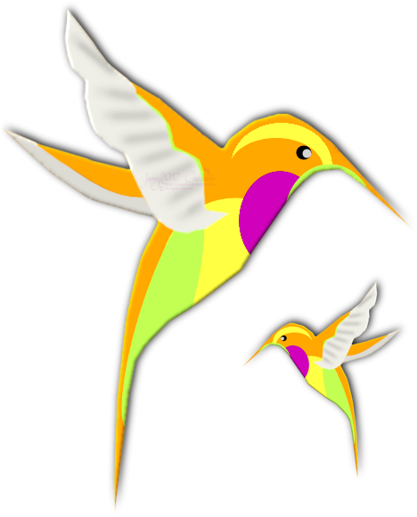 Two Painted Hummingbirds - Cedar Waxwing (480x595)