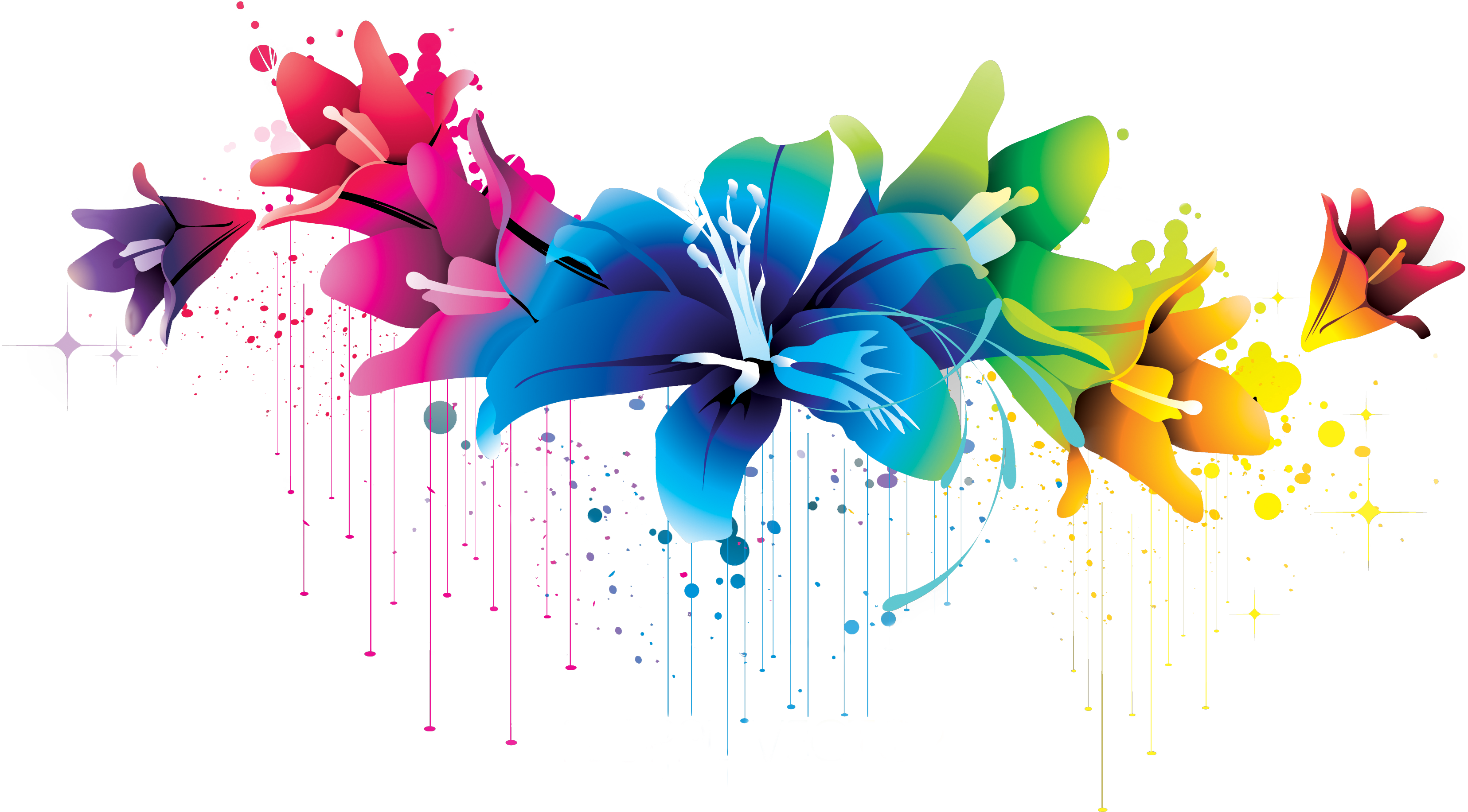 Colorful Flower Vector Clipart Png 02 By Briellefantasy - Flower Png (3312x1833)