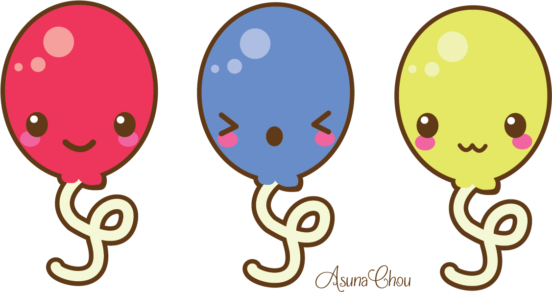 Balloons Kawaii By Asunachou - Kawaii Balloon Png (1126x603)