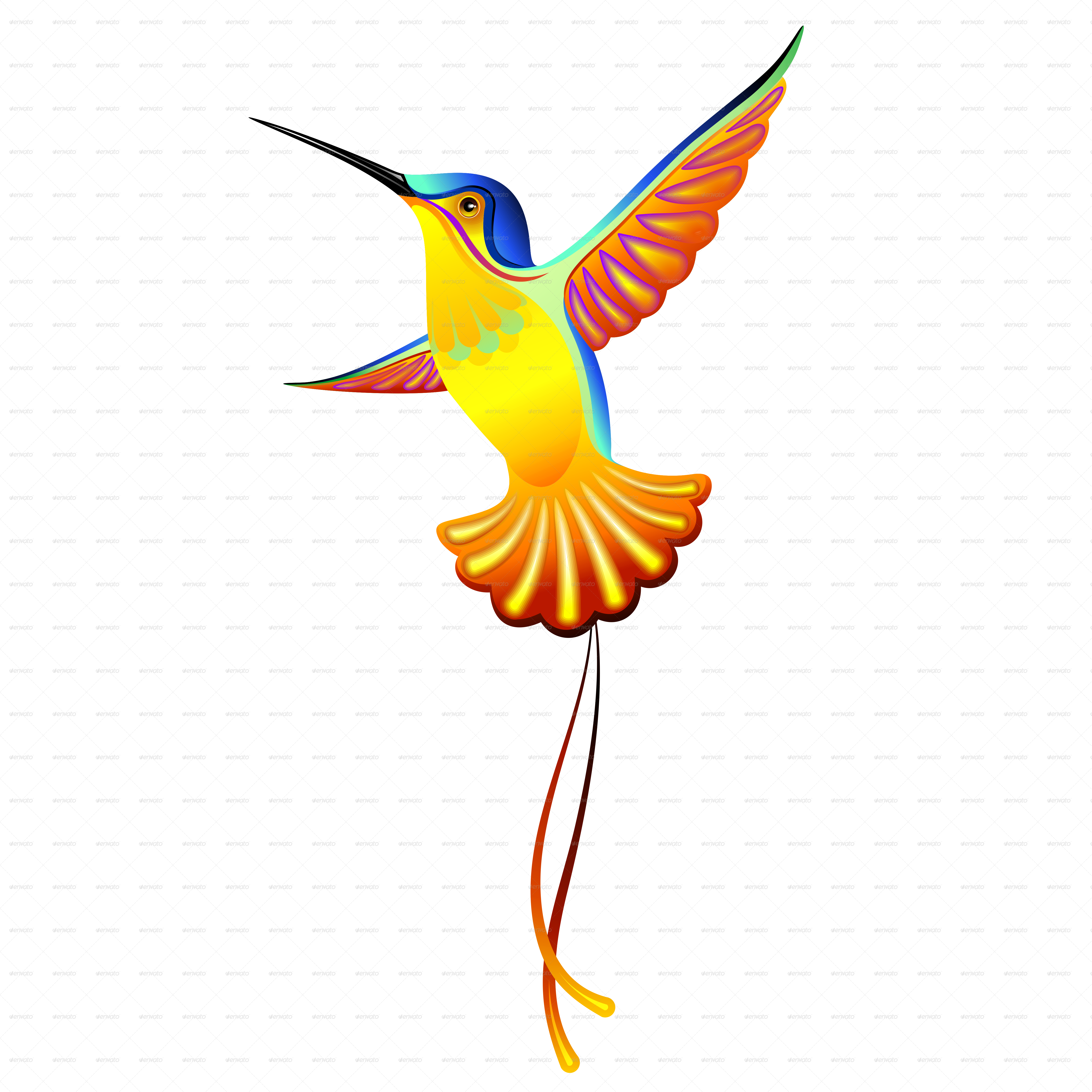 Hummingbird Colorful Heart Png5000 Hummingbird Hibiscus - Dibujo De Un Quinde (5000x5000)