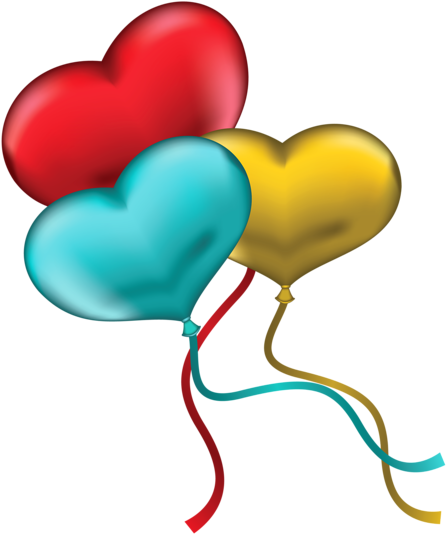Red Blue And Yellow Heart Balloons Png Clipart Picture - Red Yellow And Blue Heart (464x600)