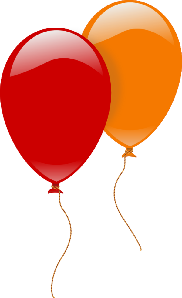 Party Balloons Two Vector Clip Art Clip Art Library - Orange And Red Balloons (600x983)