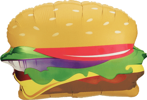 28" Jumbo Hamburger Balloon - 28" Foil Shape Balloon Hamburger Shape Balloon - Mylar (500x342)