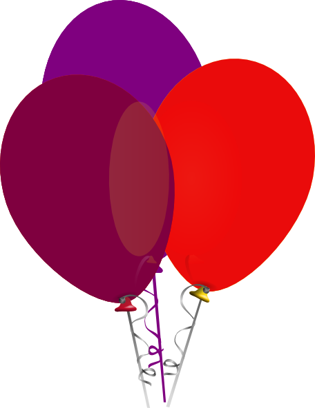 Pink And Purple Balloons Clip Art On Clip Art Of Purple - Purple And Red Balloons (456x592)