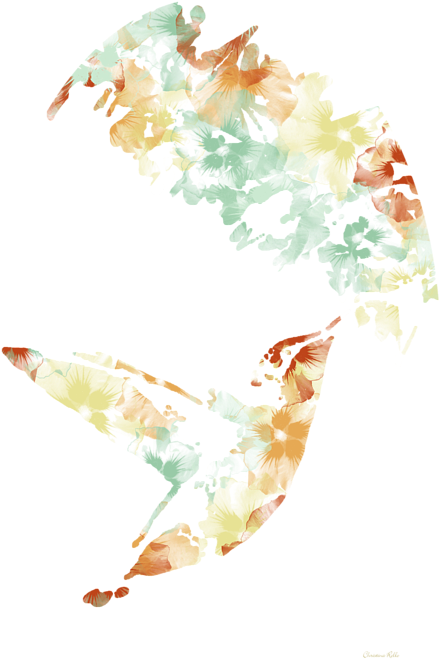 Teal Floral Hummingbird - Goldfish (466x700)