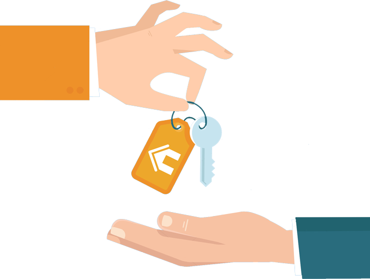Graphic Hands Giving Away Home Keys - Handing Over Keys Png (750x567)