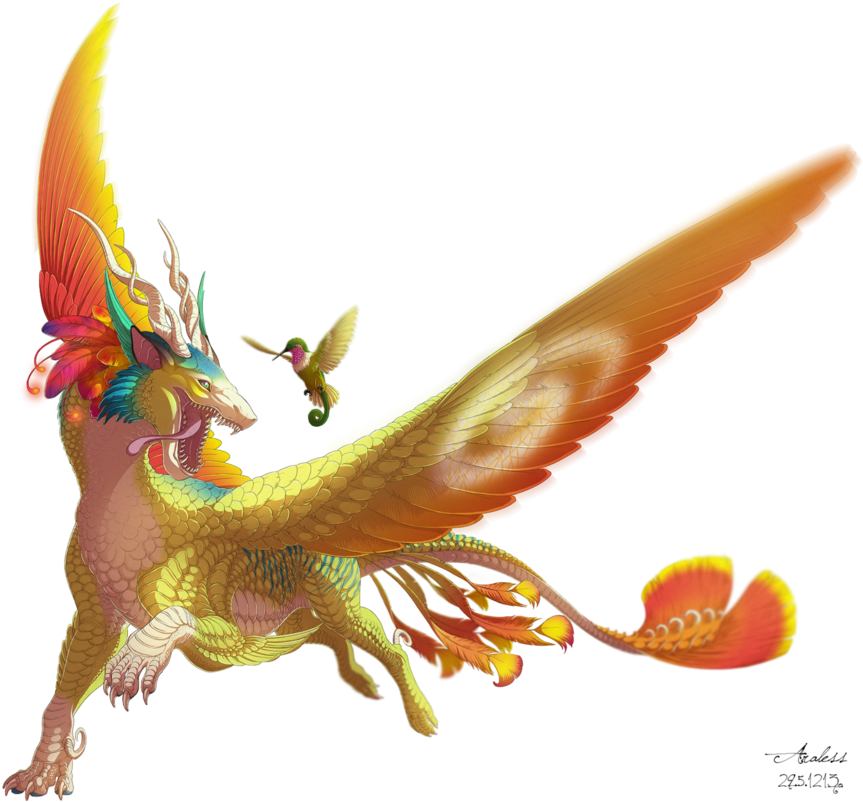 Chasing Hummingbirds By Araless - Hummingbird Dragon (962x831)