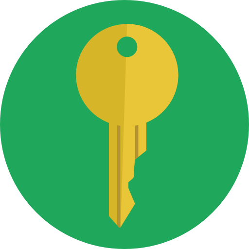 Green Circle Orange House Key Image - Key In Circle Png (512x512)