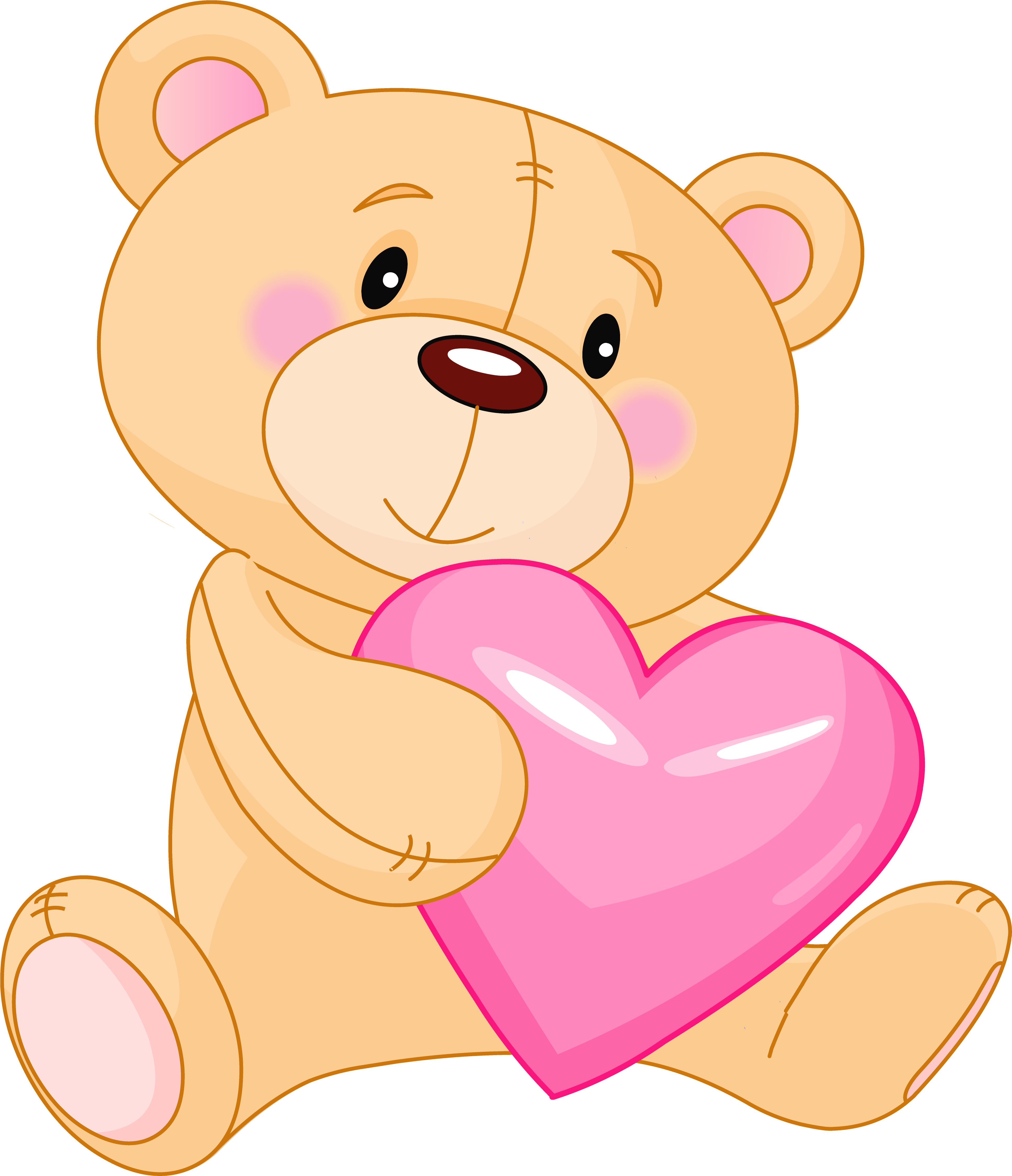 Transparent Cute Teddy With Pink Heart Png Clipart - Teddy Bear Clip Art (3939x4555)