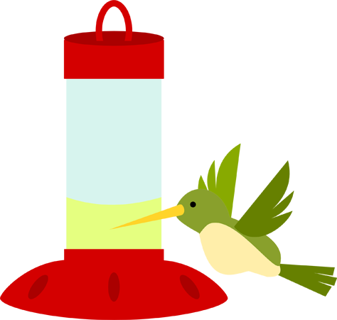 #pp-1756 Hummingbird And Feeder - Hummingbird Feeder Clipart (474x450)