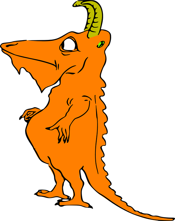 Cute Dragon Cartoon 9, Buy Clip Art - Orange Beast Shower Curtain (570x720)