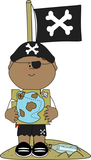 Pirate With Treasure Map And Pirate Flag - Pirate With Map Clip Art (315x550)