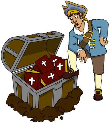 Tremendous Treasure Clipart Image Bible Pirate Clip - Treasure Chest With Bible (358x400)