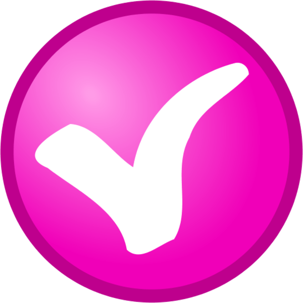 Check Mark In A Round Button Vector Clip Art - Small Pink Check Mark (600x600)