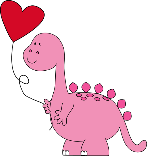 Dinosaur Valentine Balloon - Girly Dinosaur Clip Art (518x550)