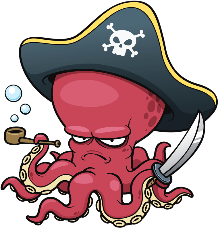 Octopus Cartoon Clip Art - Octopus Pirate (771x800)