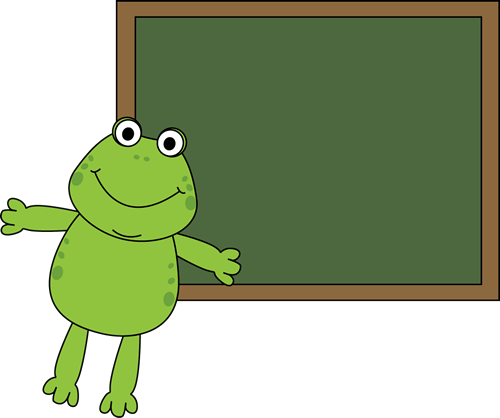 Frog And Chalkboard - Frogs School Clipart (500x418)