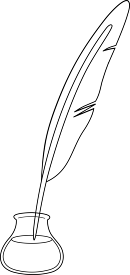 Quill Pen Clipart - Quill Clipart Black And White (260x550)