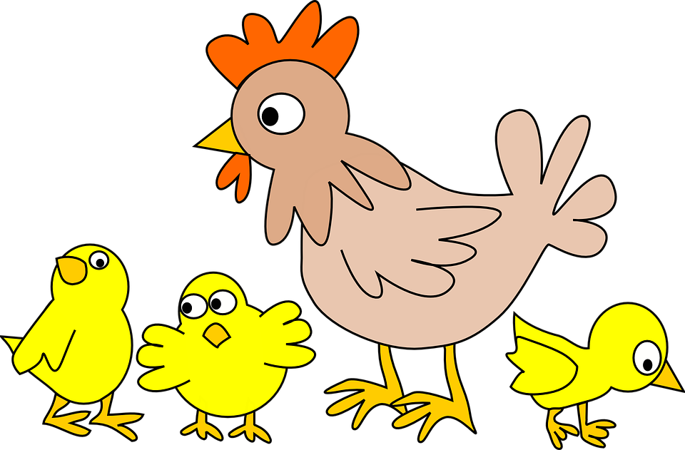 Big Bird Clipart 12, - Cartoon Chicken With Chicks (960x631)