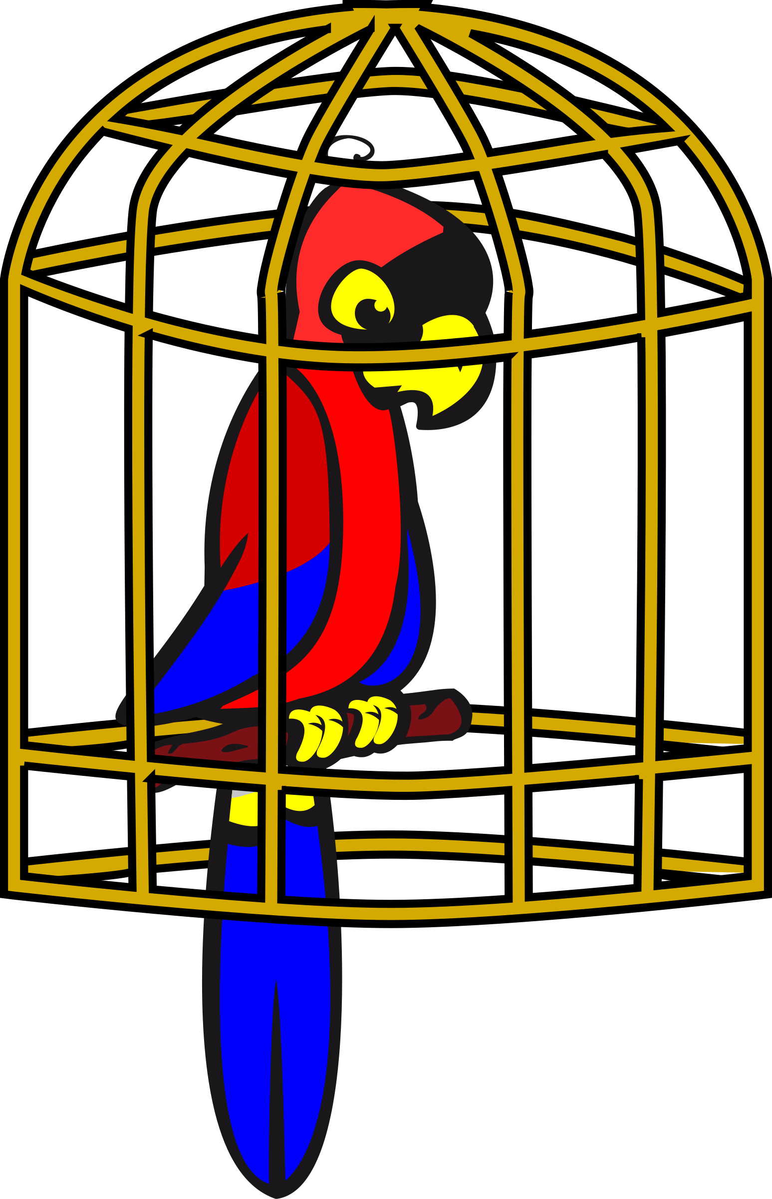Macaw Clipart Pet Bird - Clipart Bird In A Cage (1547x2400)