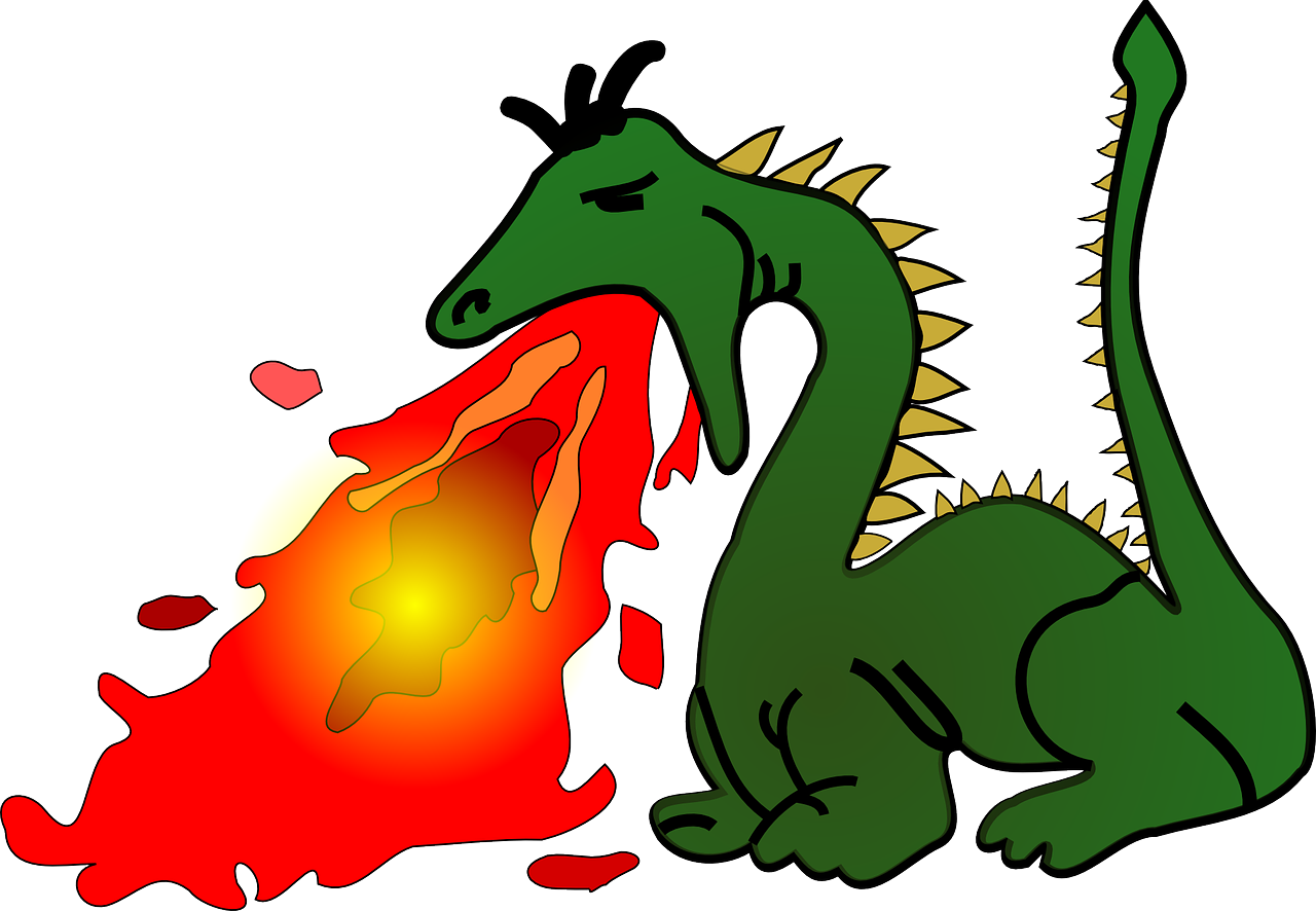 Cute Cartoon Dragons 22, - Dragon Breathing Fire Cartoon (1280x886)