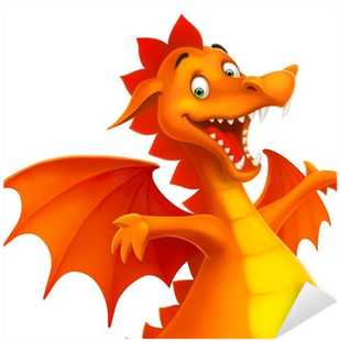 Vector Cute Cartoon Dragon Isolated On White Sticker - Smiling Cartoon Dragon (400x400)